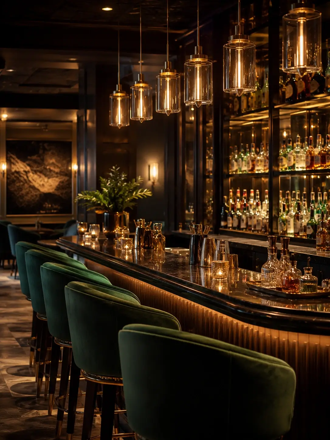 Hotelowy bar w ciepłym świetle